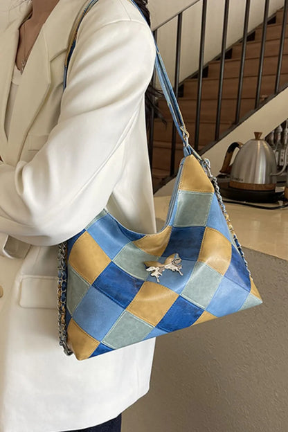 PU Leather Color Block Shoulder Bag Easy Apparels