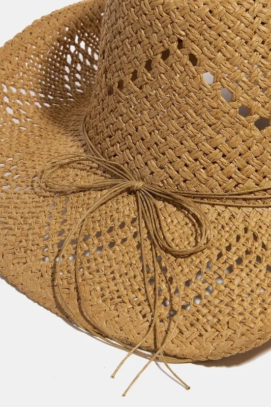 Fame Mixed Beaded Strap Western Fedora Straw Hat Easy Apparels