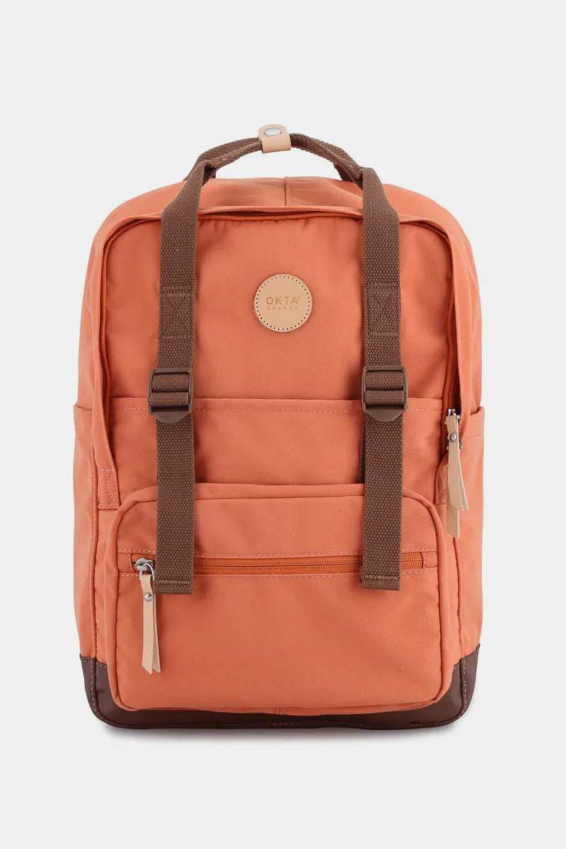 Himawari Waterproof Canvas Backpack Bag with Side Pockets Orange One Size Easy Apparels