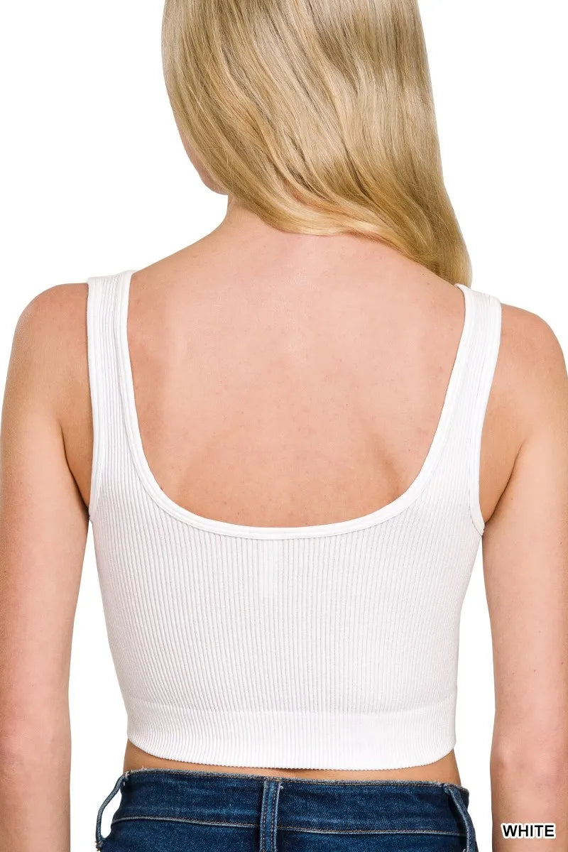 Trendsi Zenana Seamless Split Neck Bra Tank Top