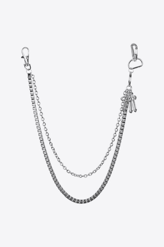Double-Layered Cross Waist Chain Silver One Size Easy Apparels