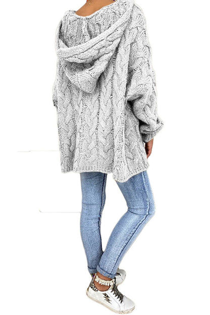 Cable-Knit Hooded Sweater Easy Apparels