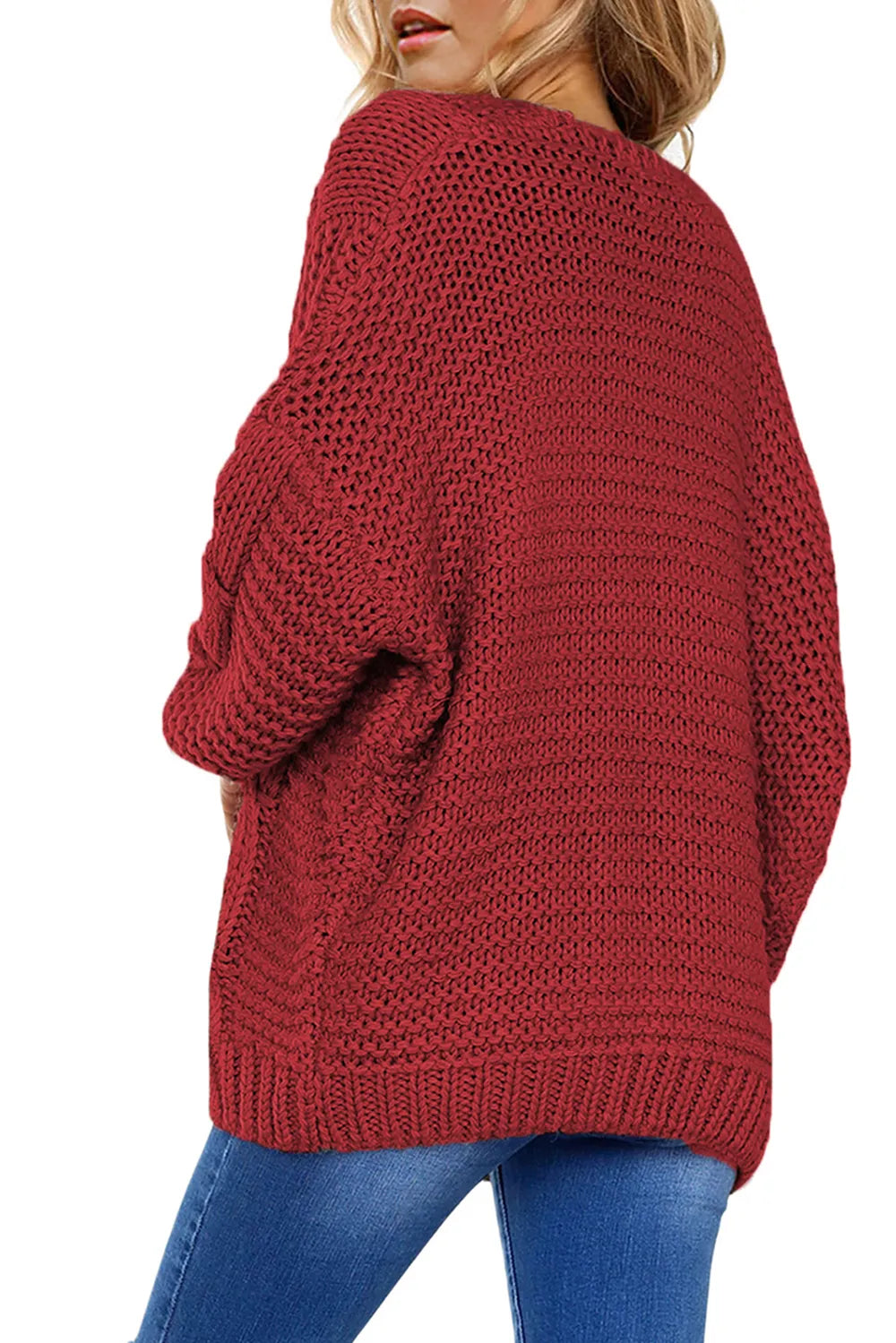 Cable-Knit Open Front Cardigan Easy Apparels