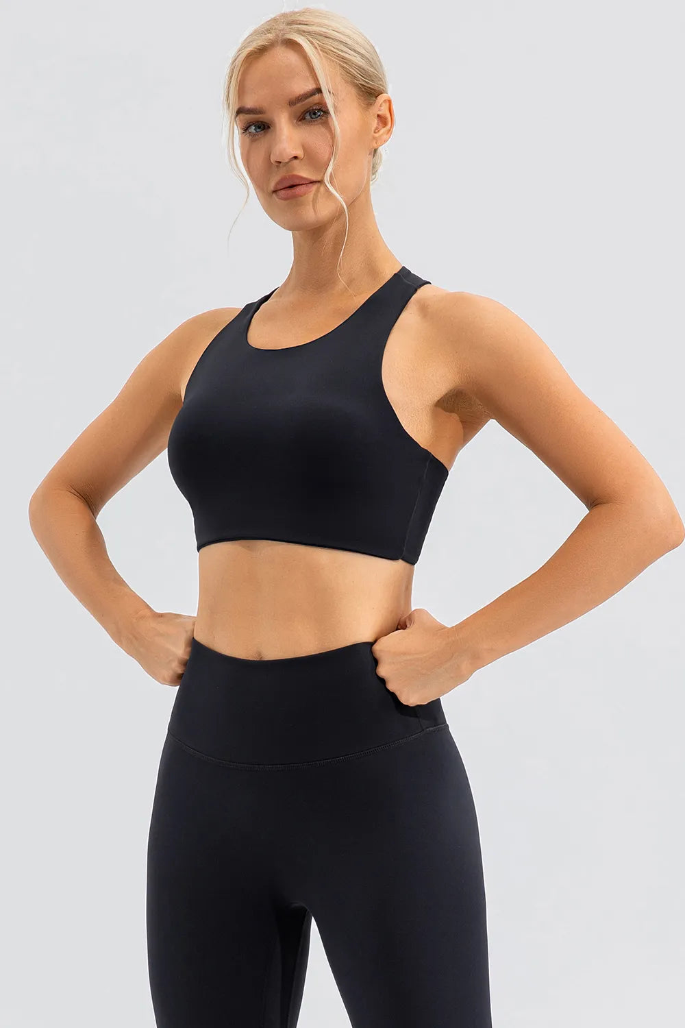 Round Neck Cutout Cropped Active Tank Easy Apparels