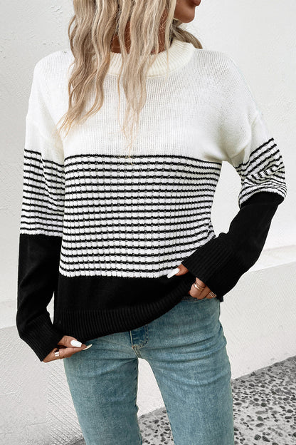 Perfee Striped Drop Shoulder Sweater Easy Apparels
