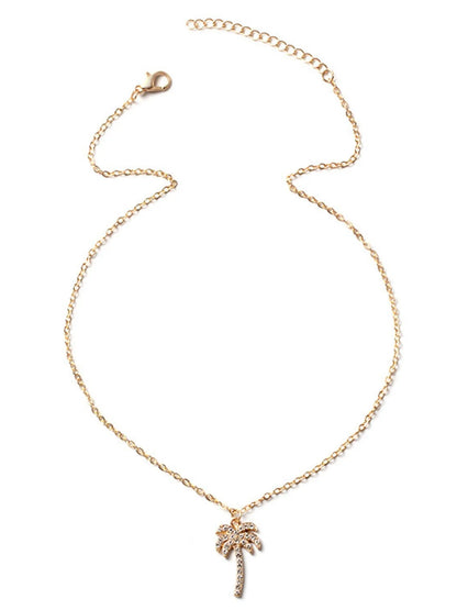Zircon Palm Tree Pendant Necklace Easy Apparels
