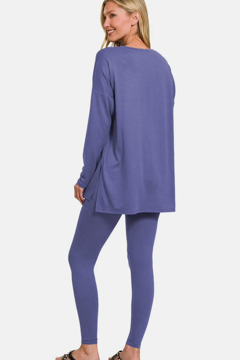 Zenana Full Size Brushed Microfiber Top and Leggings Lounge Set Easy Apparels