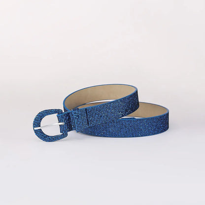 Sequin PU Leather Belt Royal Blue Easy Apparels