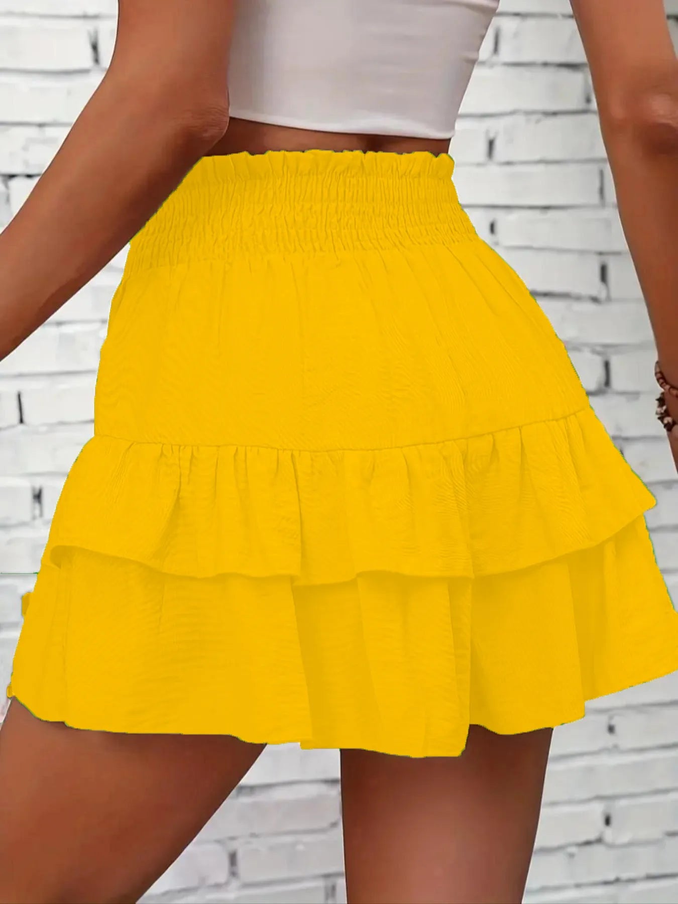 Ruffle Layered High Waist Casual Skort Easy Apparels