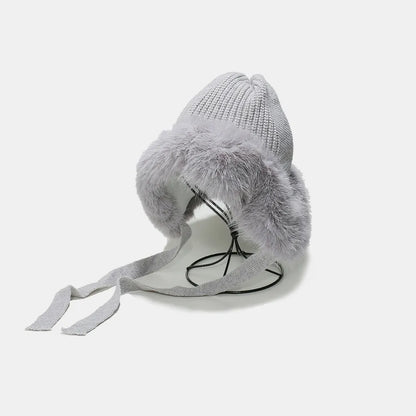 Thermal Tied Fuzzy Winter Hat Gray One Size Easy Apparels