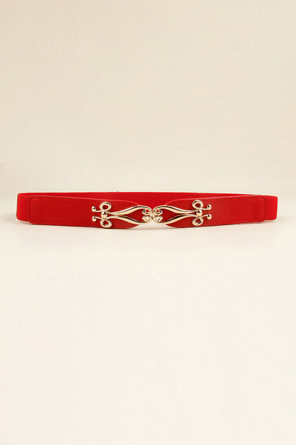 Alloy Buckle Elastic Belt Red One Size Easy Apparels