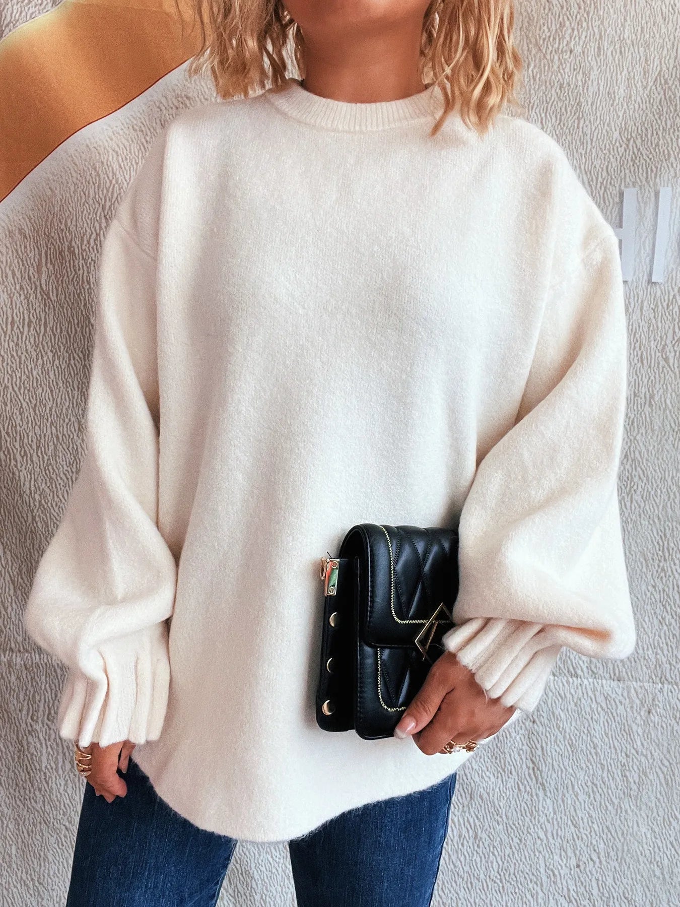 Trendsi Round Neck Dropped Shoulder Sweater
