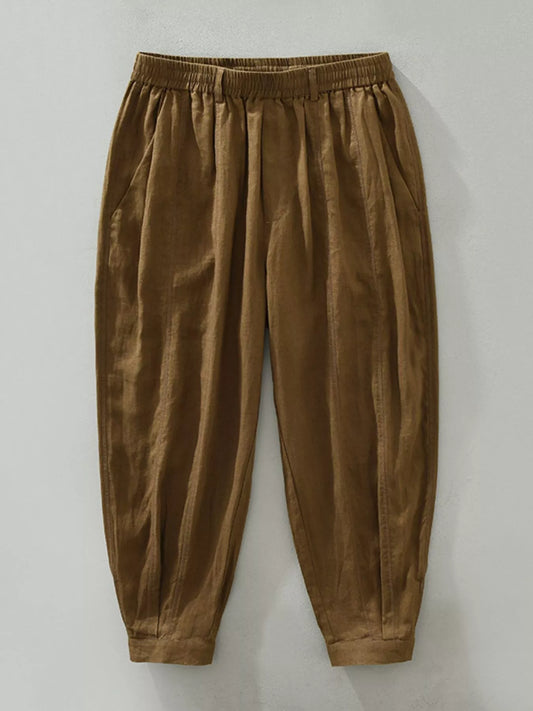 Men's Plus Size Drawstring Wide Leg Pants Brown Easy Apparels