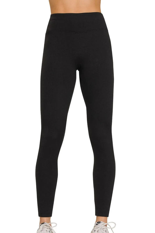 Zenana Microfiber Waistband Leggings BLACK Easy Apparels