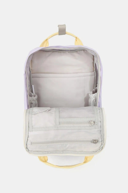 Himawari Contrast Water and Scratch-Resistant Nylon Backpack Bag Easy Apparels