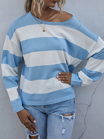 Trendsi Striped Casual Long Sleeve Knit Top