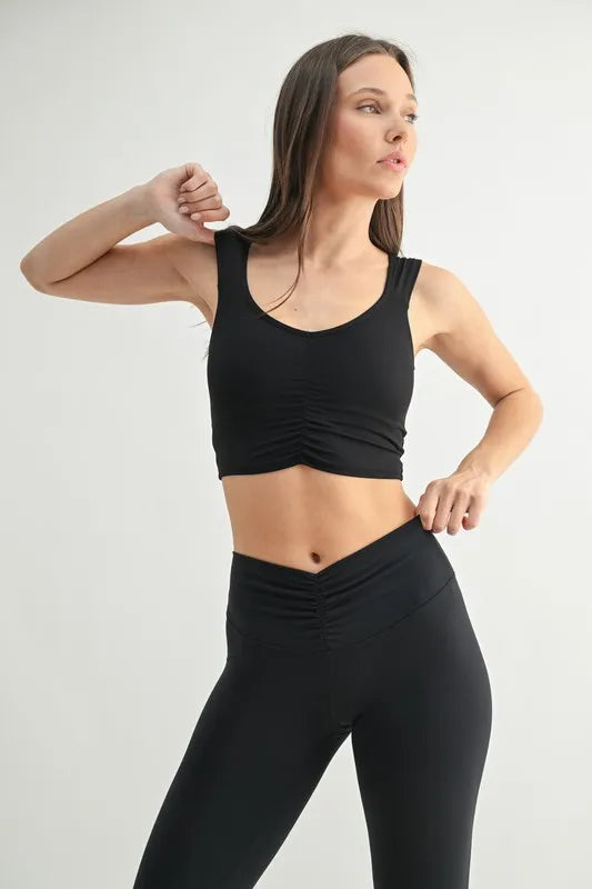 MONO B Ruched Front Active Tank BLACK Easy Apparels