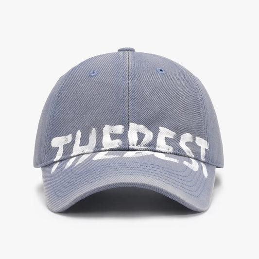 Letter Adjustable Baseball Cap Dusty Blue One Size Easy Apparels