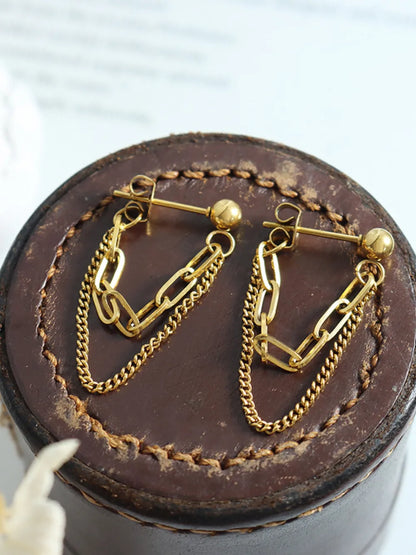 Titanium Steel Double Chain Earrings Easy Apparels