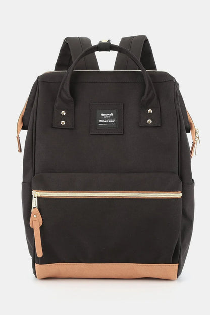 Himawari Contrast Waterproof Canvas Backpack Bag with Side Pockets Black One Size Easy Apparels