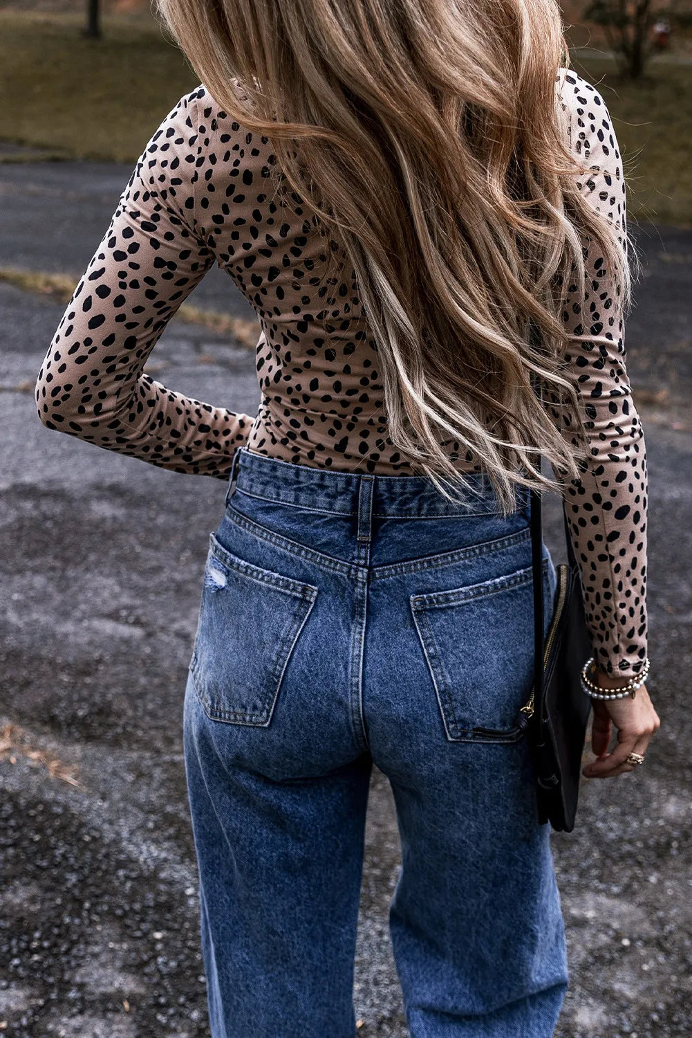 Trendsi Animal Print Scoop Neck Long Sleeve Bodysuit