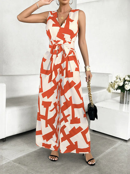 Printed Wide Leg Jumpsuit Easy Apparels