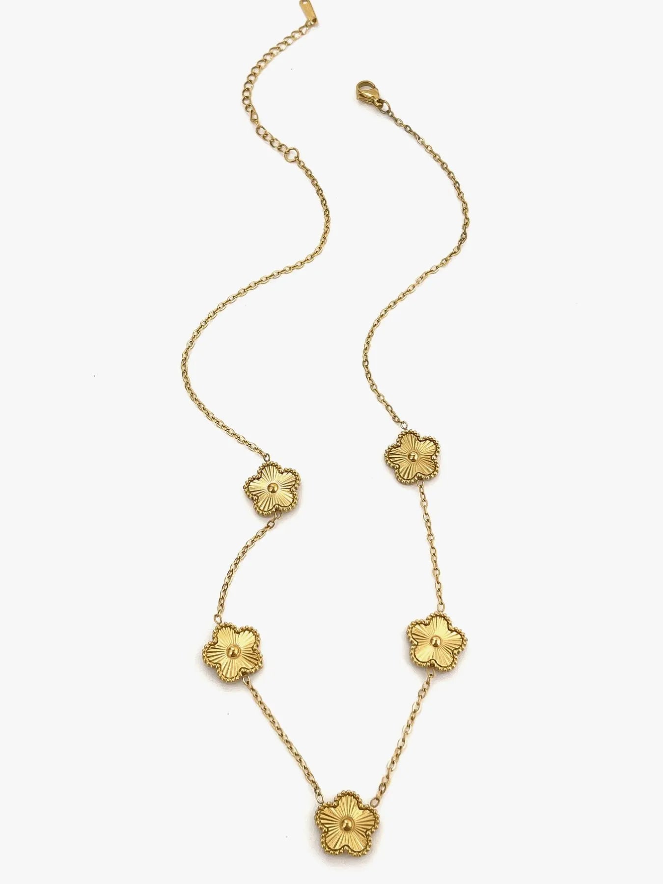 18K Gold-Plated Flower Chain Necklace Easy Apparels