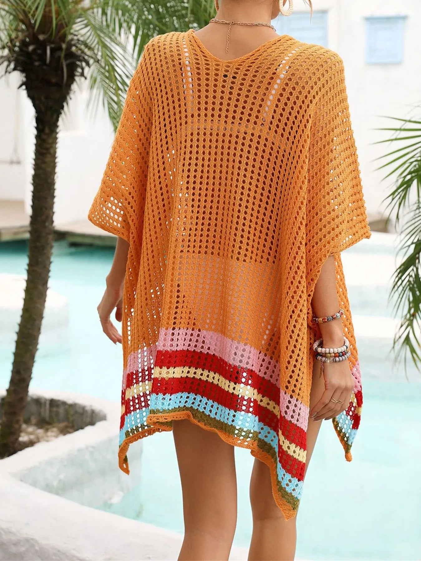 Crochet V-Neck Cover-Up Dress Easy Apparels